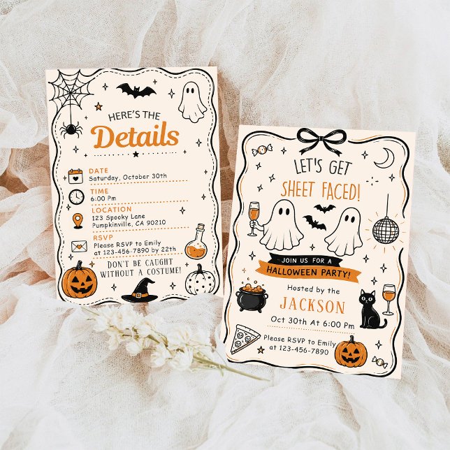 Convite Vamos Ficar com a Cara na Folha Festa de Halloween (Criador carregado)