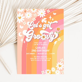 Convite Vamos Ficar Groovy Daisy Hippie Aniversário