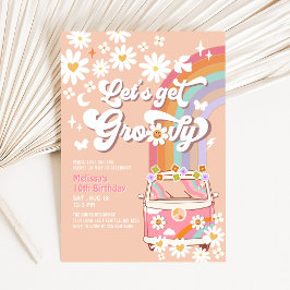 Convite Vamos Ficar Groovy Rosa Van Groovy Daisy Aniversár
