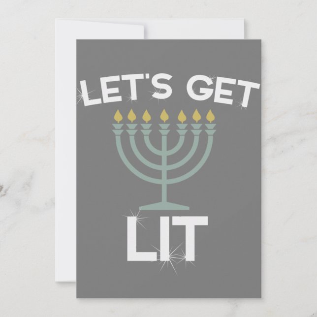 Convite Vamos Ficar Lit Menorah Chanukah (Frente)