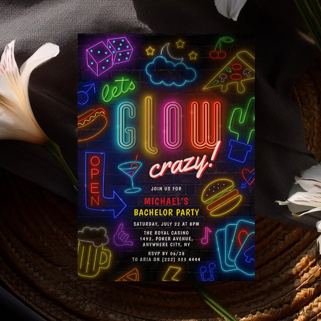 Convite Vamos Ficar LOUCOS com GLOW' Festa de Despedida de (Criador carregado)