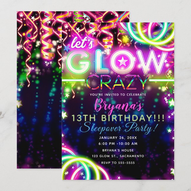 Convite Vamos Ficar LOUCOS Festa de Aniversário Colorida N (Frente/Verso)