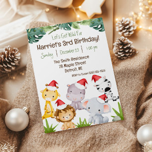 Convite Vamos Ficar Selvagens! Animais de Safari de Natal
