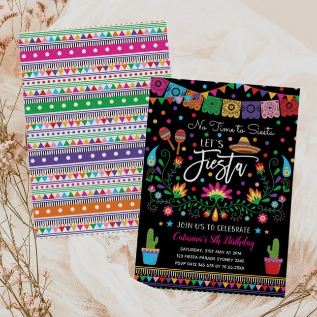 Convite Vamos Fiesta Até Que Nós Siesta Festa de aniversár (Criador carregado)