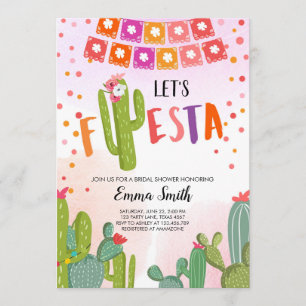 Convite Vamos Fiesta Cactus Chá de Casais Fiesta Mexicano