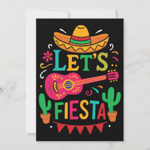 Convite Vamos Fiesta - Estilo do Partido Mexicano Brilhant