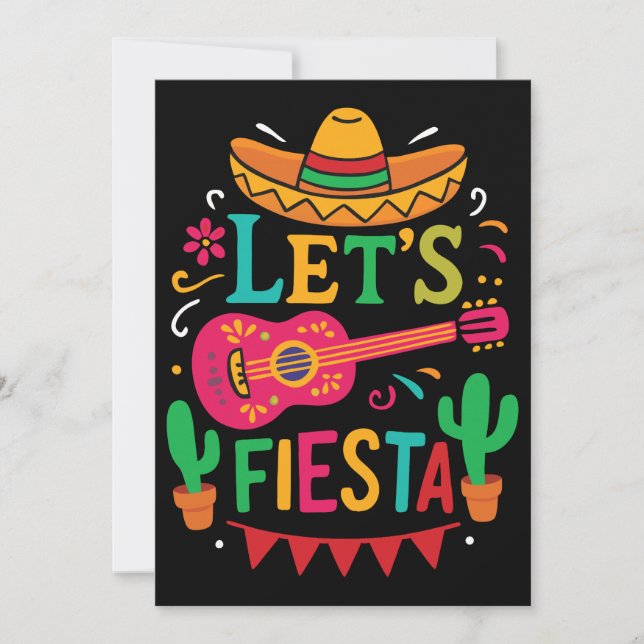 Convite Vamos Fiesta - Estilo do Partido Mexicano Brilhant (Frente)