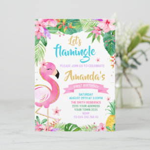 Convite Vamos Flamingle Aniversário