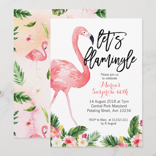 Convite Vamos Flamingle aniversário de 30 anos Invitation (Frente/Verso)