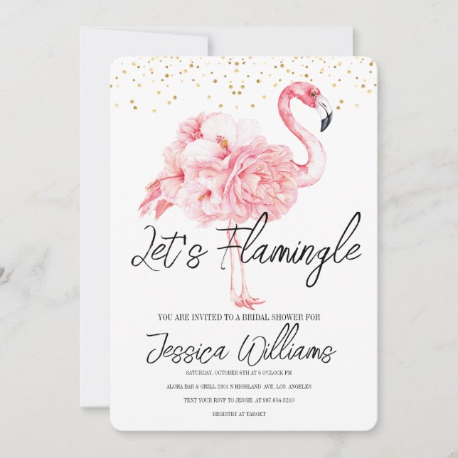 Convite Vamos Flamingle! Bacia do Chá de panela tropical (Frente)