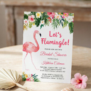 Convite Vamos Flamingle Chuveiro de Noiva Floral Tropical