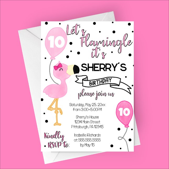 Convite Vamos Flamingle Flamingo Festa de aniversário (Let's Flamingle Birthday Party Invitation | Summer Birthday)