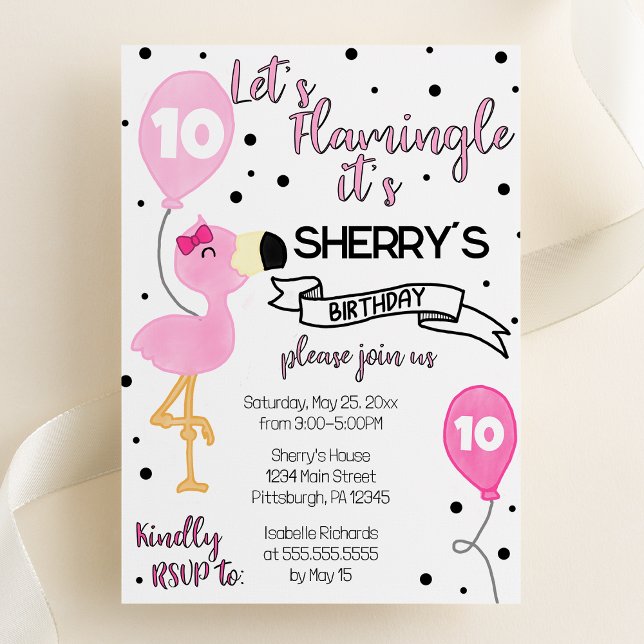 Convite Vamos Flamingle Flamingo Festa de aniversário (Criador carregado)