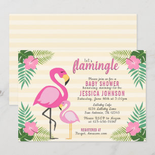 Convite Vamos Flamingle Pink Flamingo Chá de fraldas