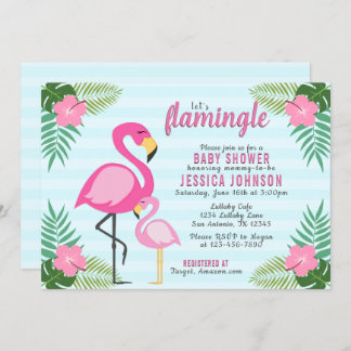 Convite Vamos Flamingle Pink Flamingo Chá de fraldas