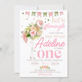 Convite Vamos Flamingle primeiro aniversario Invitation, F