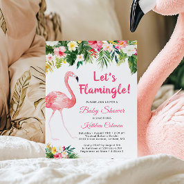 Convite Vamos Flamingle Tropical Floral Chá de fraldas