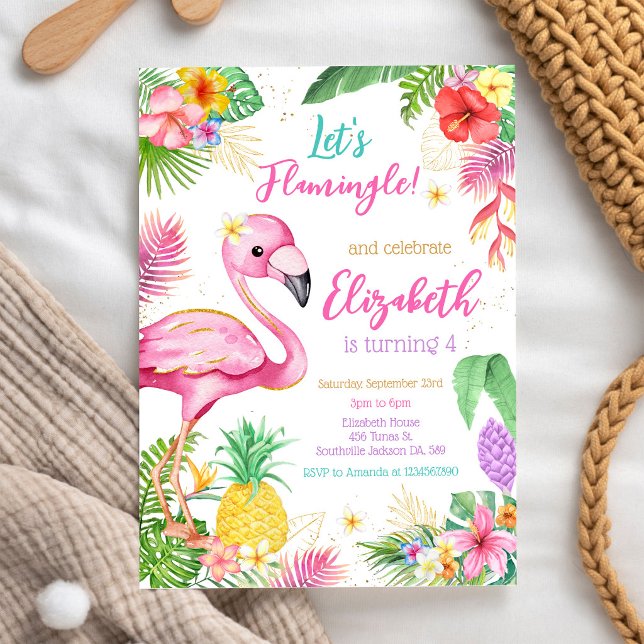 Convite Vamos Flamingo Flamingle Aniversário Tropical (Criador carregado)
