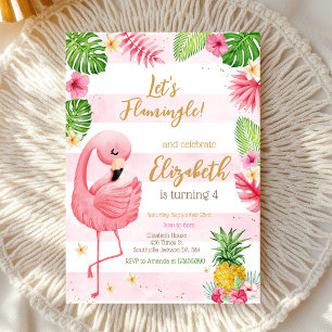 Convite Vamos Flamingo Flamingle Aniversário Tropical