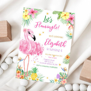 Convite Vamos Flamingo Flamingle Aniversário Tropical