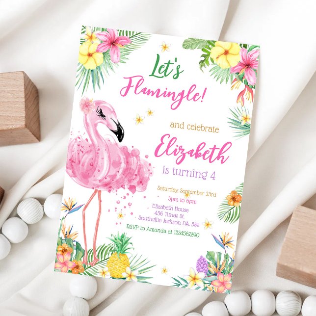 Convite Vamos Flamingo Flamingle Aniversário Tropical (Criador carregado)