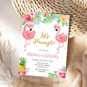 Convite Vamos Flamingo Flamingle Aniversário Tropical