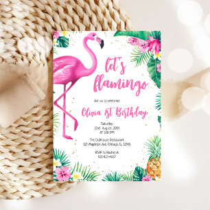 Convite Vamos Flar Aniversário Tropical Menina Rosa