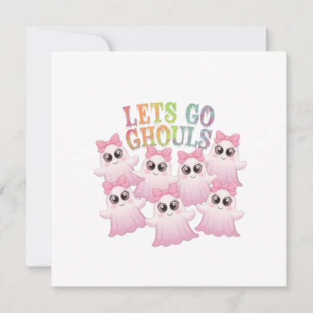 Convite Vamos Ghouls - Bonitinho e Dia de as Bruxas engraç (Frente)