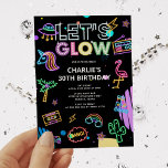 Convite Vamos Glow Millennium Retro Neon Pink Aniversário<br><div class="desc">Vamos Glow Gerador Retro Neon Pink Convite de Aniversário</div>