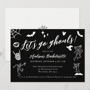 Convite Vamos Go Ghouls Spooky Whimsical Bachelorette