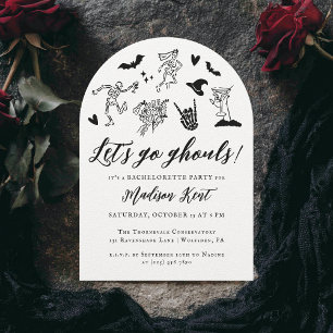 Convite Vamos Go Ghouls Spooky Whimsical Bachelorette