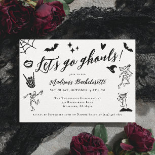 Convite Vamos Go Ghouls Spooky Whimsical Bachelorette