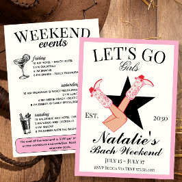 Convite Vamos Go Girls Cowgirl Bachelorette Itinerary e