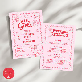 Convite Vamos Go Girls Cowgirl Pink and Red Bachelorette