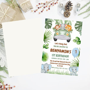 Convite Vamos Hang OuT Baby Elephant Primeiro aniversário