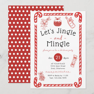 Convite Vamos Jingle e Mingle na Festa de Férias Red Doodl