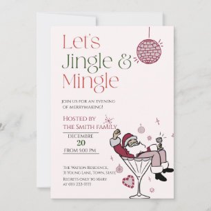 Convite Vamos Jingle e Mingle, Papais noeis Parte Cocktail