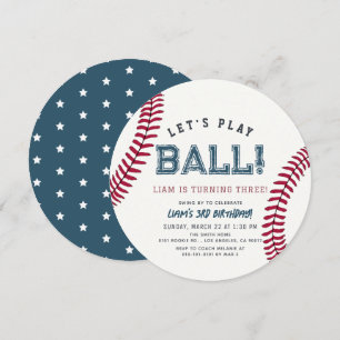 Convite Vamos Jogar Bola Menino Aniversário de Beisebol