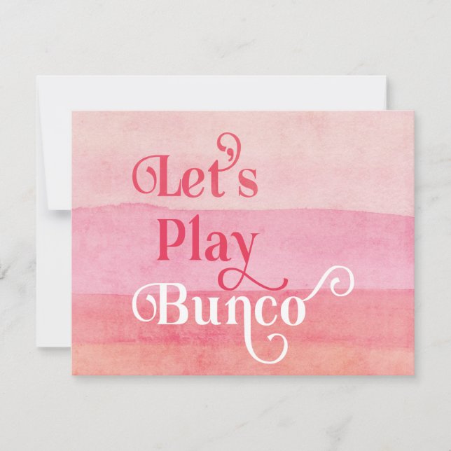 Convite Vamos Jogar Bunco Rosa Moderno (Frente)