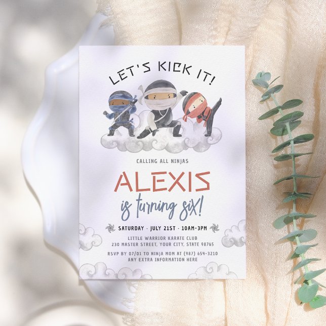 Convite Vamos Kick It Ninja Warrior Artes Marciais Anivers (Criador carregado)
