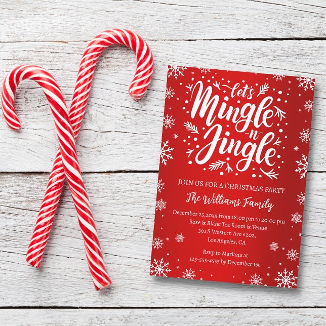 Convite Vamos mingle e jingle christmas party red white (Criador carregado)