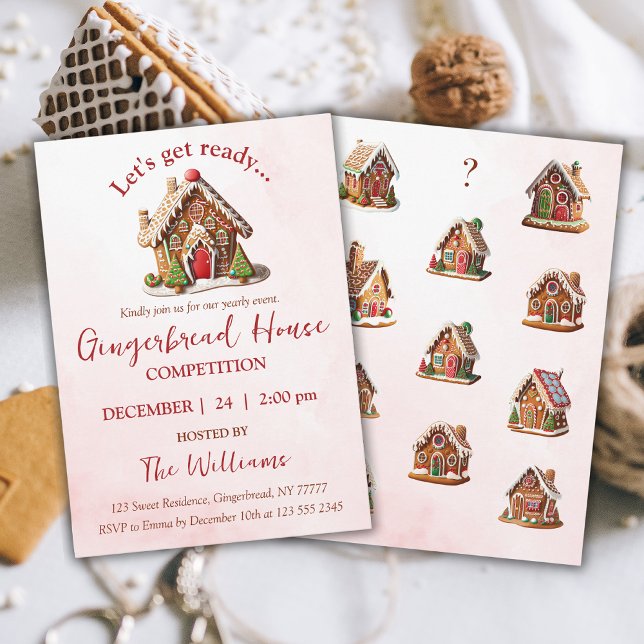 Convite Vamos nos Preparar para a Competição de Casa de Gi (Are you hosting a Gingerbread House Competition this year? Don't wait; grab this invitation now!)