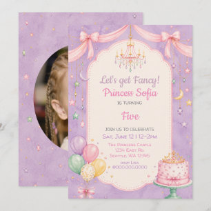 Convite Vamos nos Tornar Elegantes Rosa Roxo Princesa Aniv