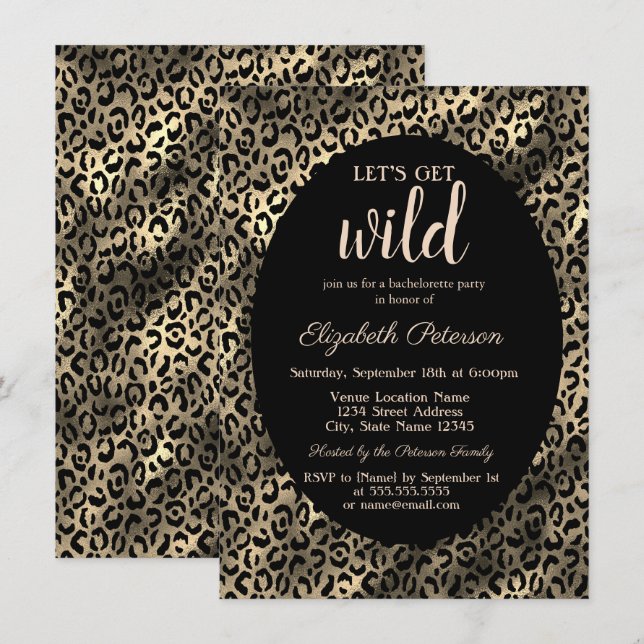 Convite Vamos Obter Bachelorette de Impressão do Leopard D (Frente/Verso)