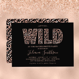 Convite Vamos Obter Bachelorette Leopard Dourado Rosa Selv