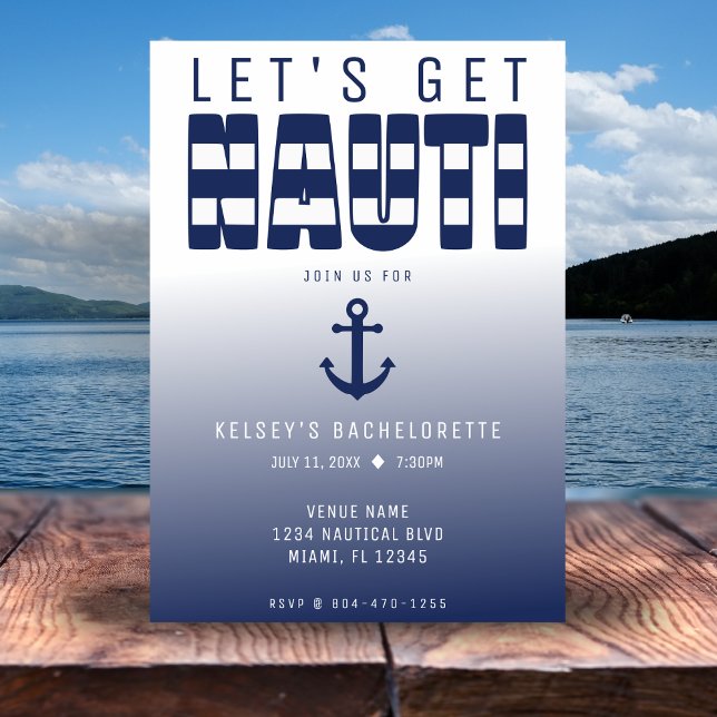 Convite Vamos Obter Festa de solteira Nauti (Let's Get Nauti Bachelorette Party Invitation
)