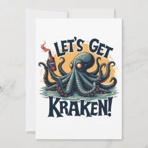 Convite Vamos Obter Octopus De Bebendo De Rum Funny Kraken