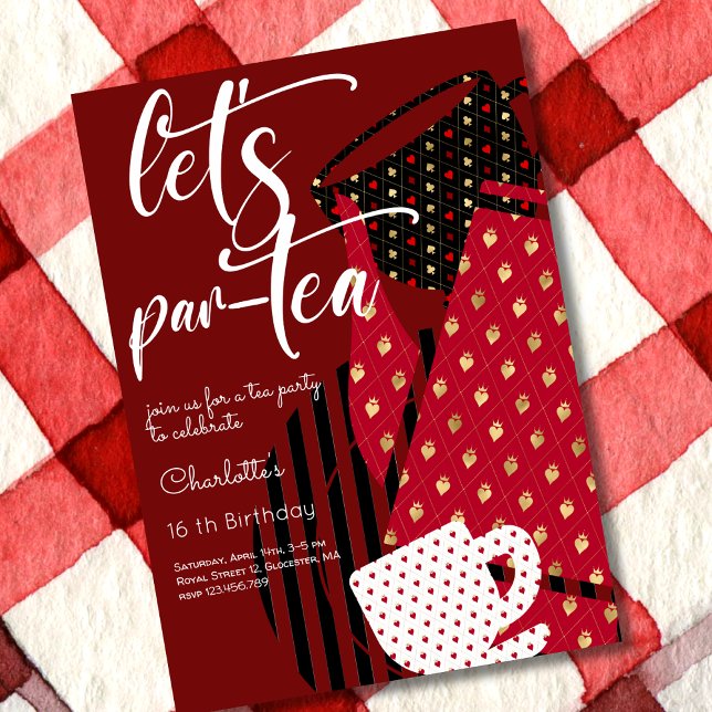 Convite Vamos par-tea, chá elegante e simples de aniversár (Criador carregado)
