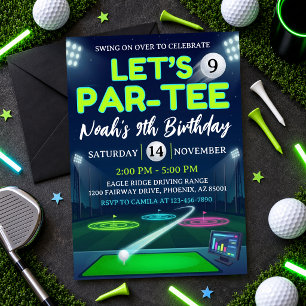 Convite Vamos Par-Tee 9º Aniversário Festa de Golfe Neon G