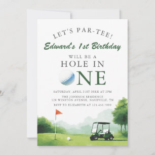 Convite Vamos Par-Tee Buggy de Golfe Diversão 1º Aniversár